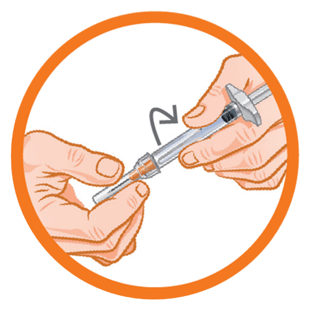 grip-the-syringe-firmly-carefully-attach-the-needle-to-the-syringe-containing-the-colourless-solution